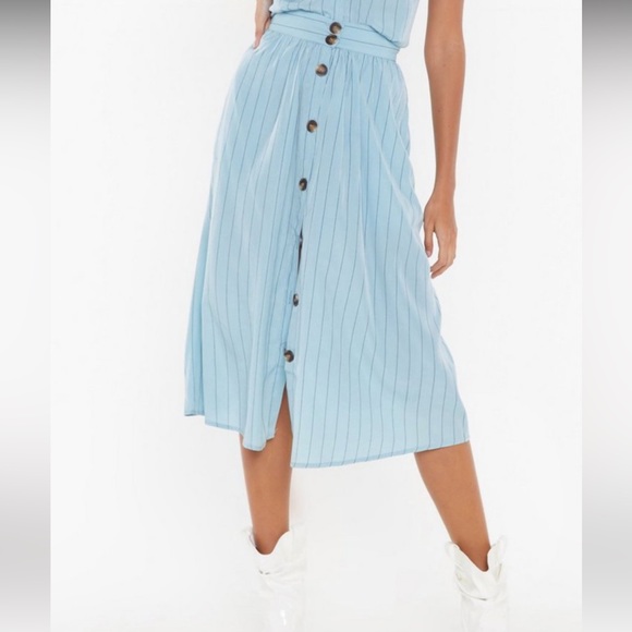 NWT Nasty Gal “Get Your Priorities Straight Striped Midi Skirt High Waist - Picture 3 of 15
